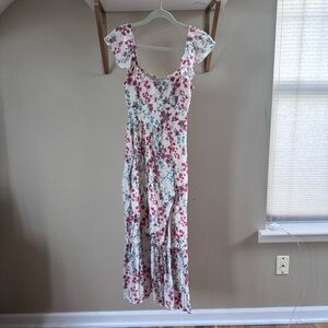 Together Floral Dress with Red and Green Accents